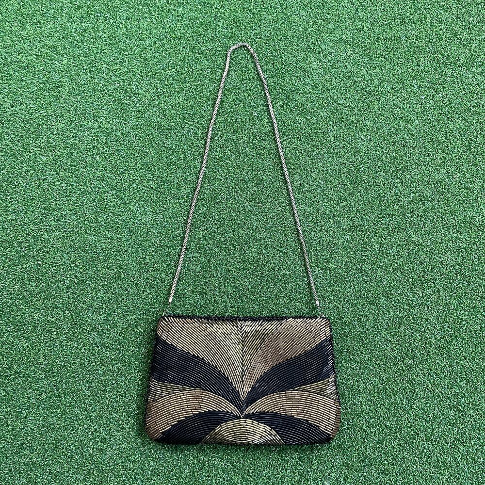 Vintage Studio 18 Black Brown Beaded Evening Shoulder Bag